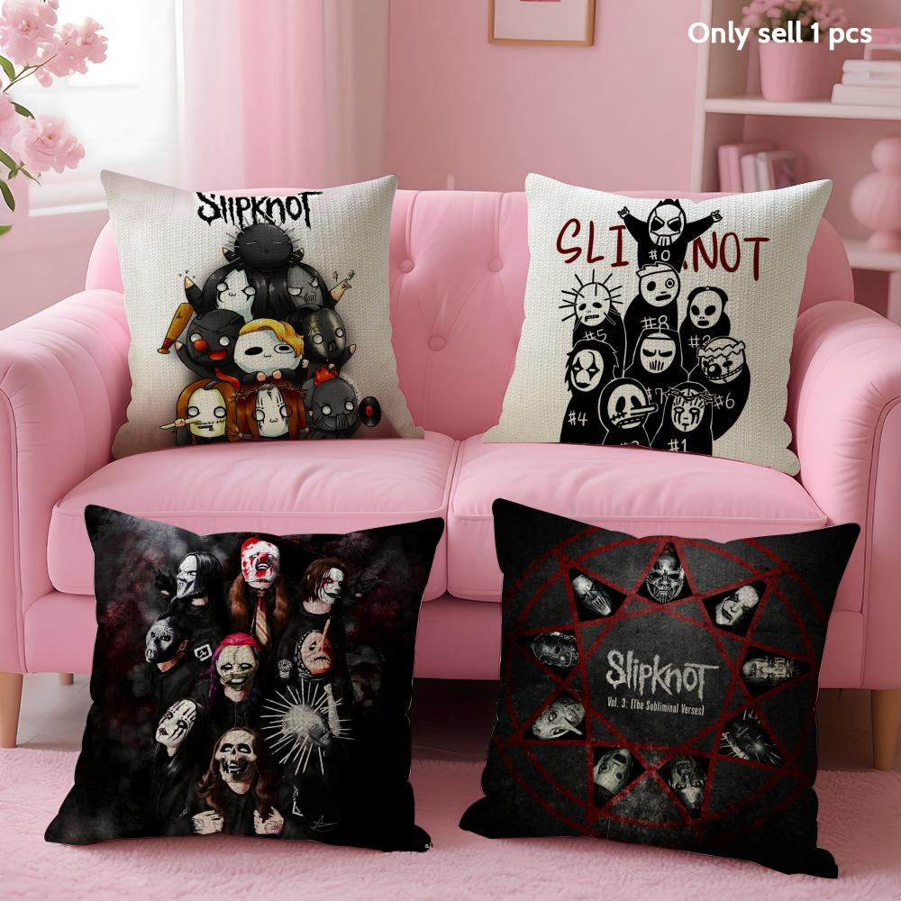 Band S-Slipknot Cushion Cover Summer Coolness Linen Fabric Double-Sided Printing Pillow Case Sofa Home Decor Gift