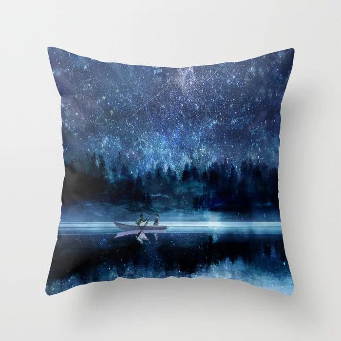 New Ocean Peak Landscape Painting Pillow Case Chinese Ink Scenery Pattern Car Sofa Pillow Cushion Cover