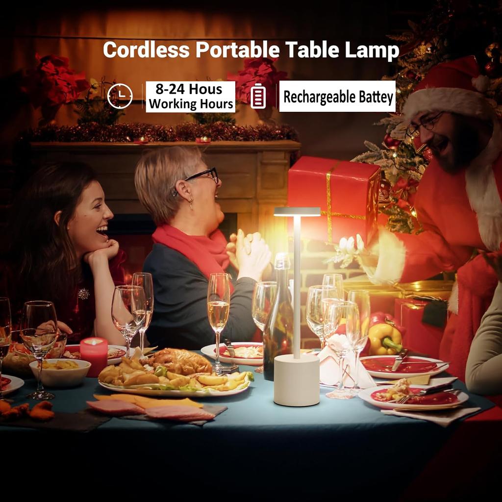 Table Lamp Touch Sensor Rechargeable LED Desktop Night Light Wireless Reading Lamp for Restaurant Hotel Bar Bedroom Decor Light