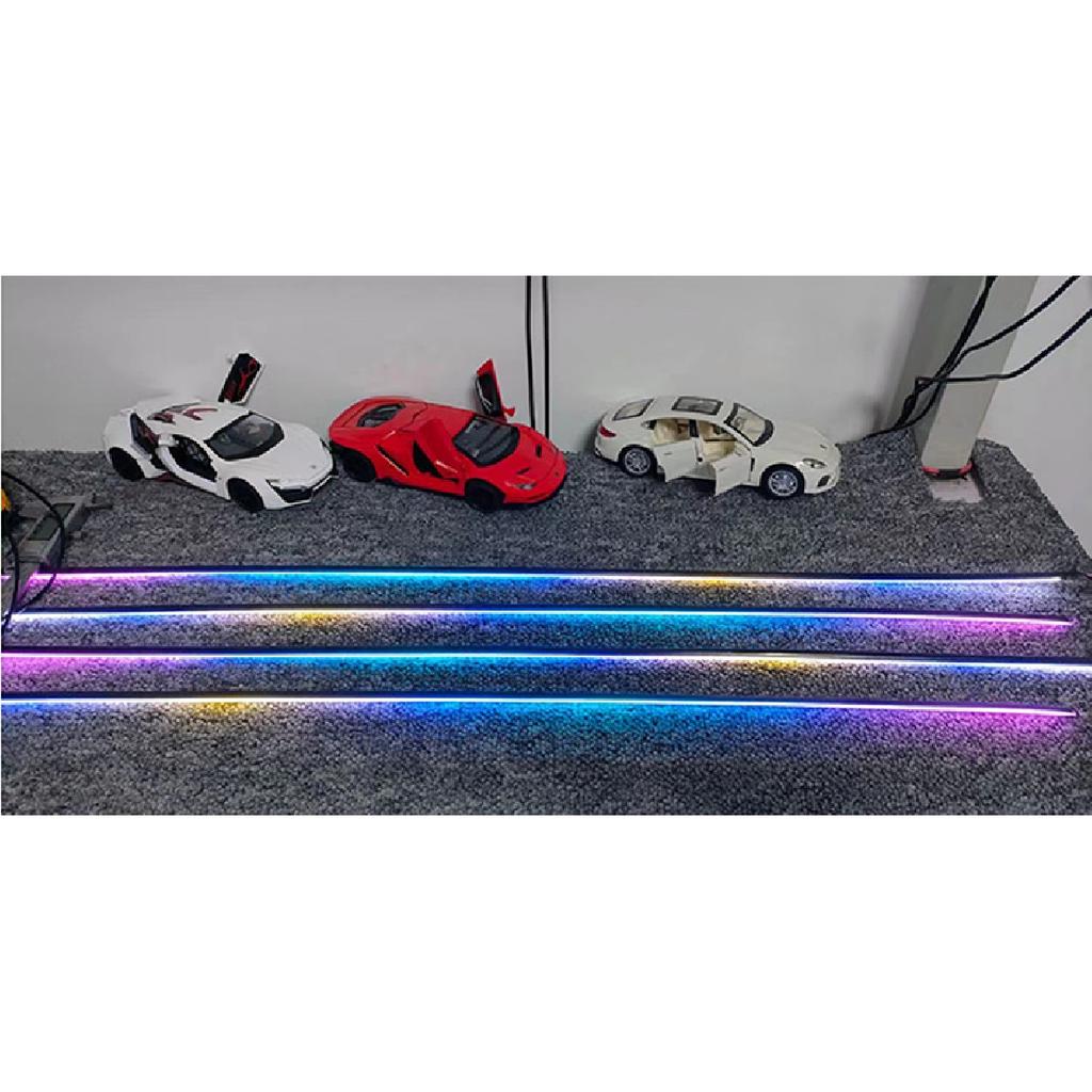 Universal Hide Light Bar Car LED Ambient Light 64 RGB Color Car Interior Acrylic Light Guide Decoration Atmosphere Light 18in 1 Neon Lights 4