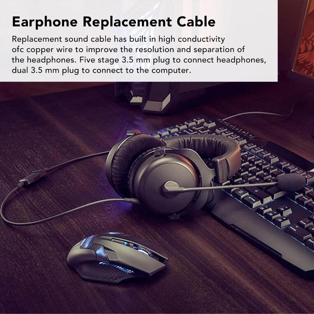 Flexible Earphone Replacement Cable Headphone Sound Cable for Beyerdynamic MMX 300 2nd Gen Home