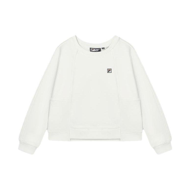 

FILA Solid Color Crew Neck Pullover Sweatshirt Women tops Cotton-Candy-White F11W349220F-IV XL