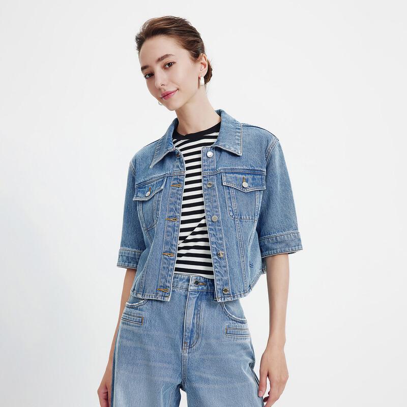 Navigare Women s Summer Short Denim Short Sleeve Jacket M