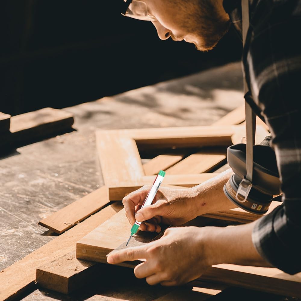 Marqueurs à Longue Tête pour Trous Profonds, Ensemble Amélioré de Marqueurs à Pointe Longue, Outils de Marquage et Stylets Marqueurs Professionnels pour la Construction, Marqueurs Permanents et Marqueurs