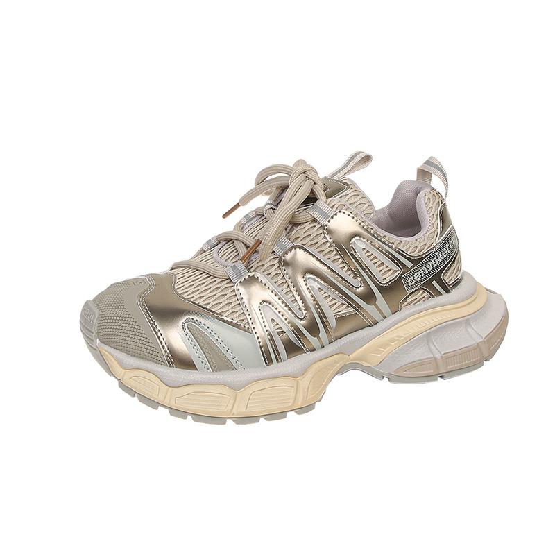 

Мягкая кожа толстая подошва жареные уличные папины кроссовки женские 2025 лето новая женская обувь универсальные спортивные кроссовки повседневные папины кроссовки женские 40 шампанского