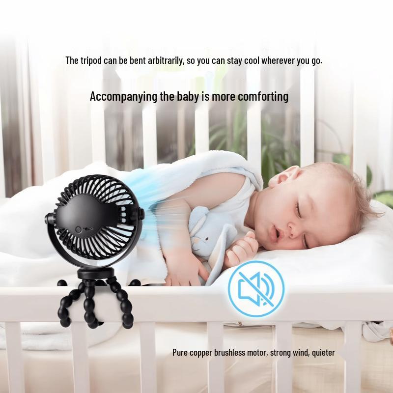 Octopus Handheld Mini USB Rechargeable Portable Stroller Fan