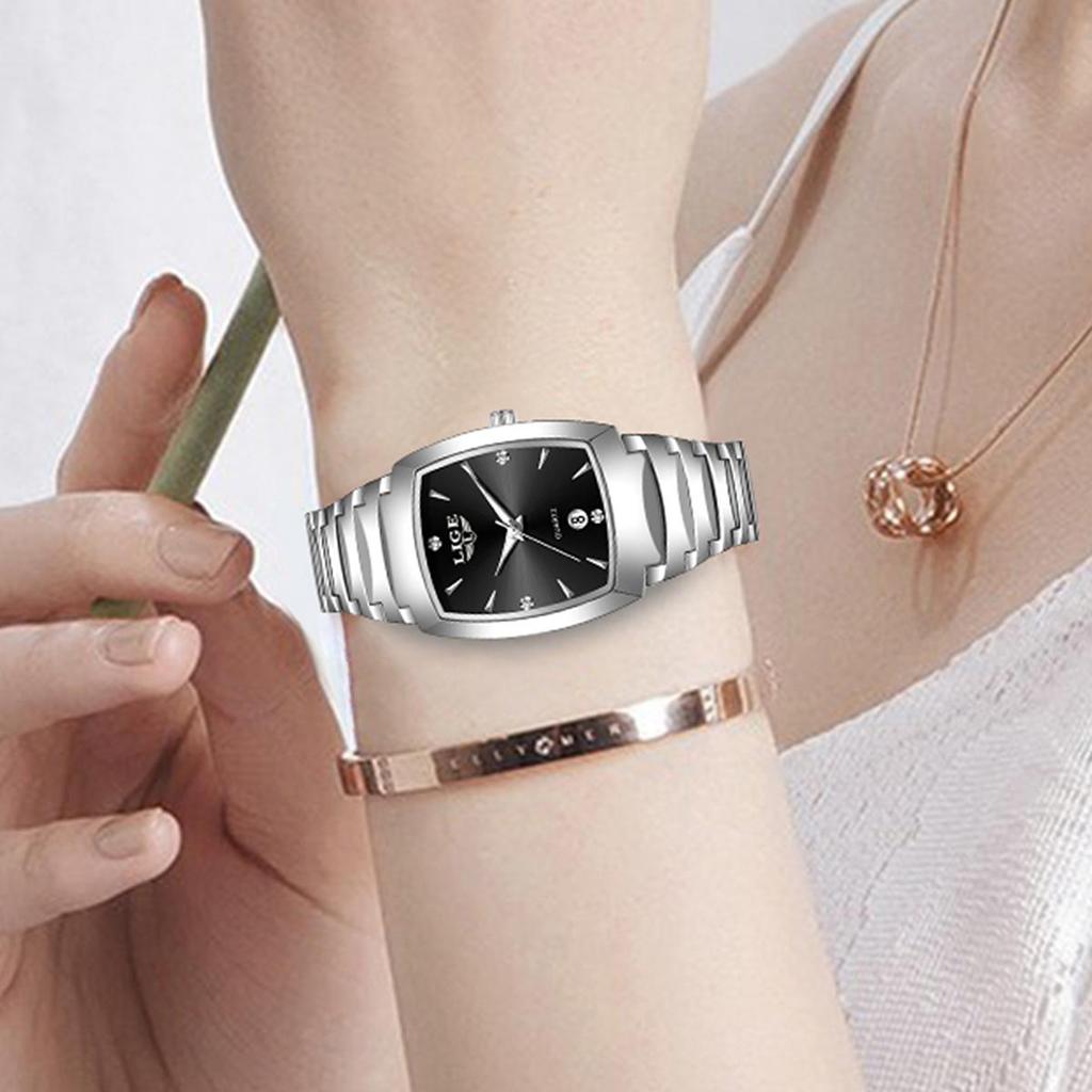 LIGE New Ladies Watch Luxury  Stainless Steel Waterproof Women Watches Creative Fashion Original Elegant Quartz Wristwatch Gift