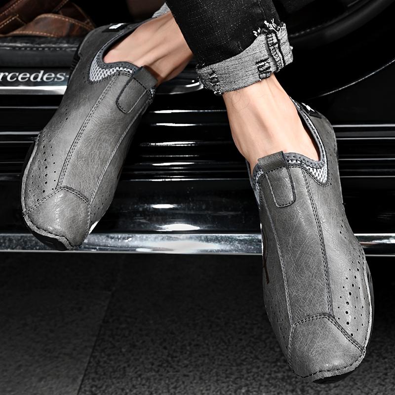 Soft Leather Men Shoes Casual Men's Driving Shoes Comfortable Fashion Male Leather Sneakers Octopus Bean Shoes Big Size 38-48