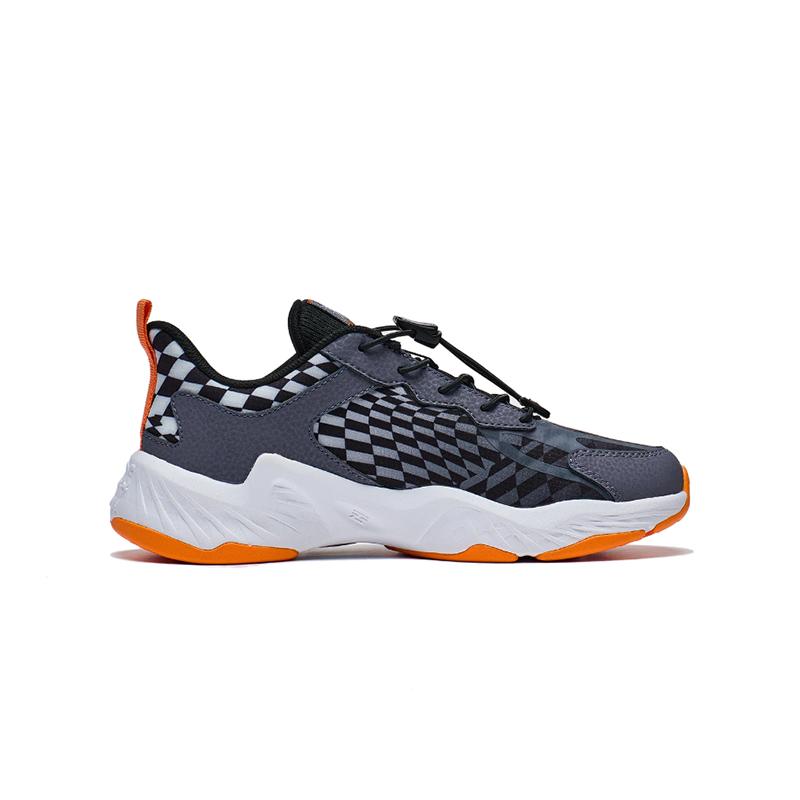 Li Ning Youth  Childrens Glow In The Dark Shock Absorbing Rebound Casual Shoes Kids Casual Shoes Gray Black YKCT108-5