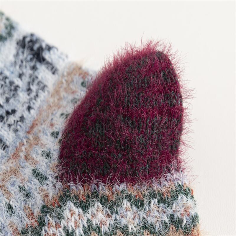 Women Vintage Faux Wool Thick Knitted Socks Winter Warmth Thermal Crew Socks for Everyday Use Cold Season Christmas Gift
