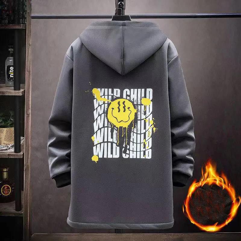 

Зимняя мужская куртка плюс бархатное толстое теплое пальто мужская повседневная ветровка длинная тонкая парка M серый