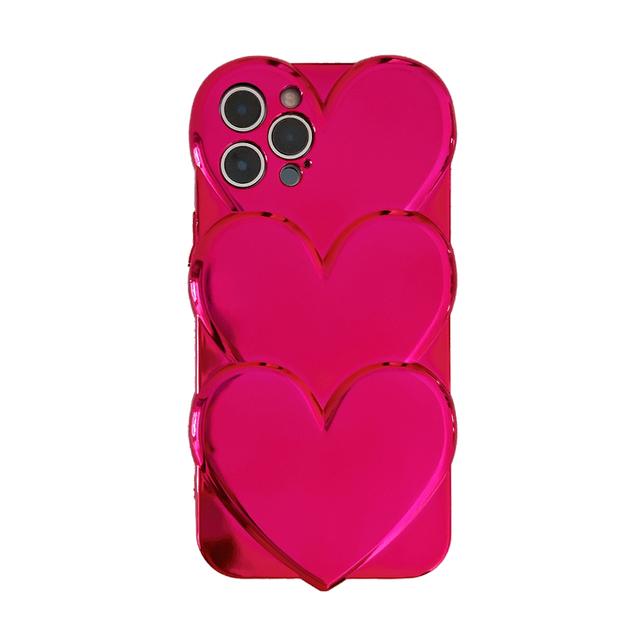 

Модный чехол с розовым покрытием и сердечками для Iphone 13 11 12 Pro Max Girl, 3d силиконовый чехол для задней панели телефона, чехол, чехол For iPhone 13Pro Max