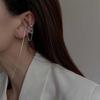 Luxury Multi-Layer Clip Earrings For Women Geometric Shiny Zircon Pearl Ear Bone No Pierced Long Chain Tassel Earring