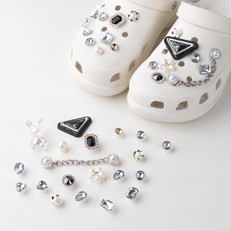 Cute Resin Starfish & Shell Croc Shoe Buckles with High-End Flower Accessories