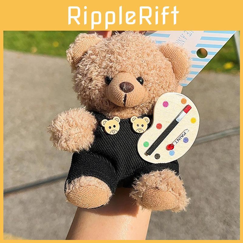 Playful Jinnew Brown Bear Painter Plush Keychain Fun Cartoon Decoration Bags For