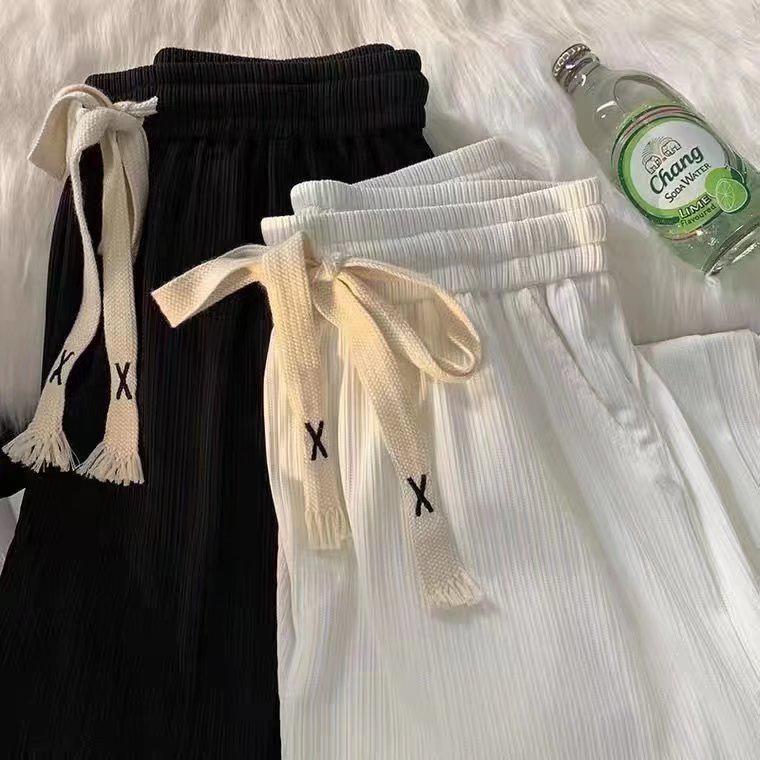 

Men s Fashion Nine-point Slim Straight White Ice Silk Casual Sports Pants for Spring and Autumn 4XL білий