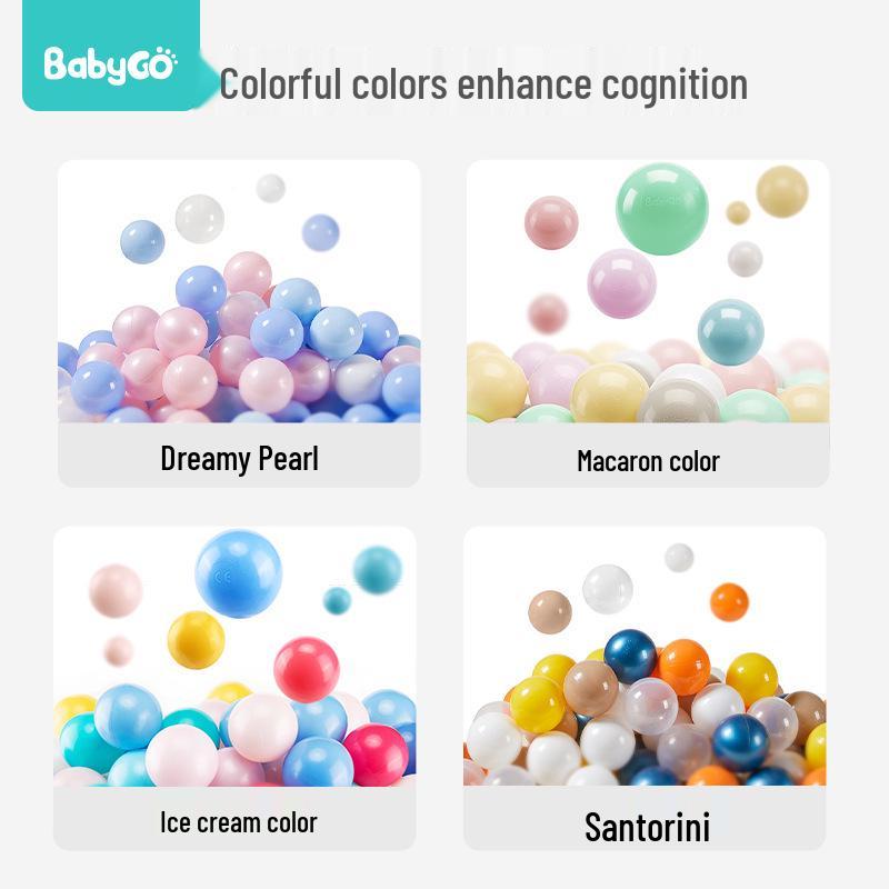 Babygo Odorless Indoor Ball Pit with Elastic Fence and Ocean Colored Balls for Infants and Children
