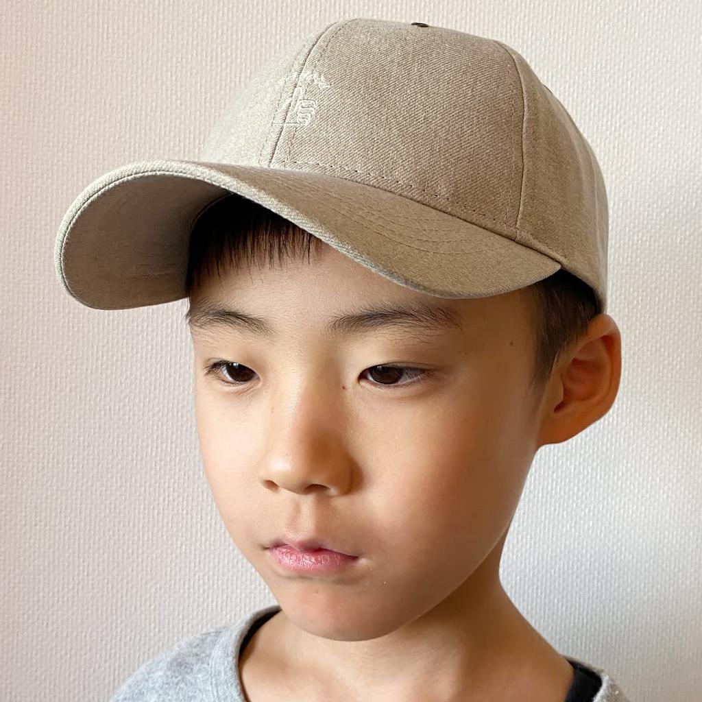 Basic Enchi Hand Sign Parent and Child Beige Cap, Embroidered, Size, Kids' Size,