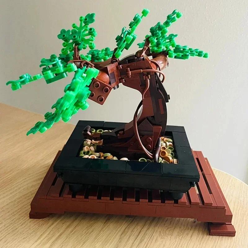 878PCS Bonsai Tree Flower Bouquet Building Block Bricks Model Home Decoration Plant Potted Gift Kids Set Compatible 10281