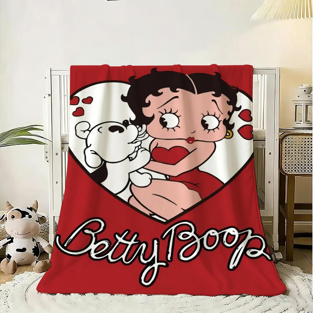 B-BeTTy-CuTe-Boop Throw Soft Flannel Throw Blanket, Lightweight Breathable Summer Nap Blanket For Sofa Home Travel Cozy Decor