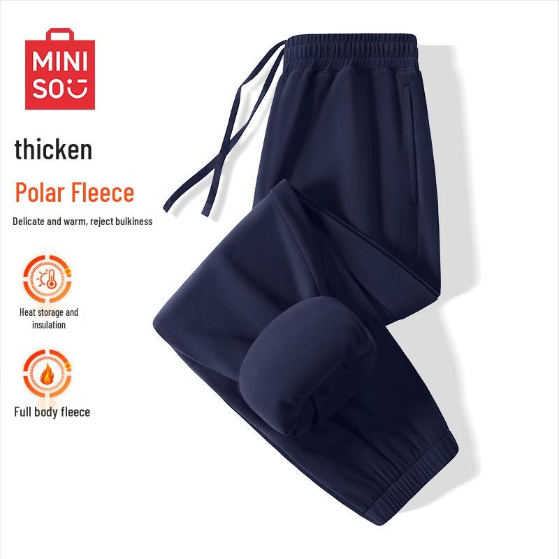 

MINISO Men s Autumn/Winter Fleece Lined Casual Jogger Pants 2XL