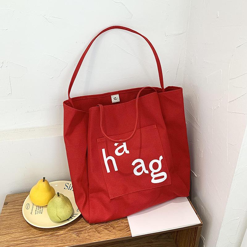Trendy cool letter canvas bag summer new cool sa lady fashion street shot shoulder bag shopping tote bag