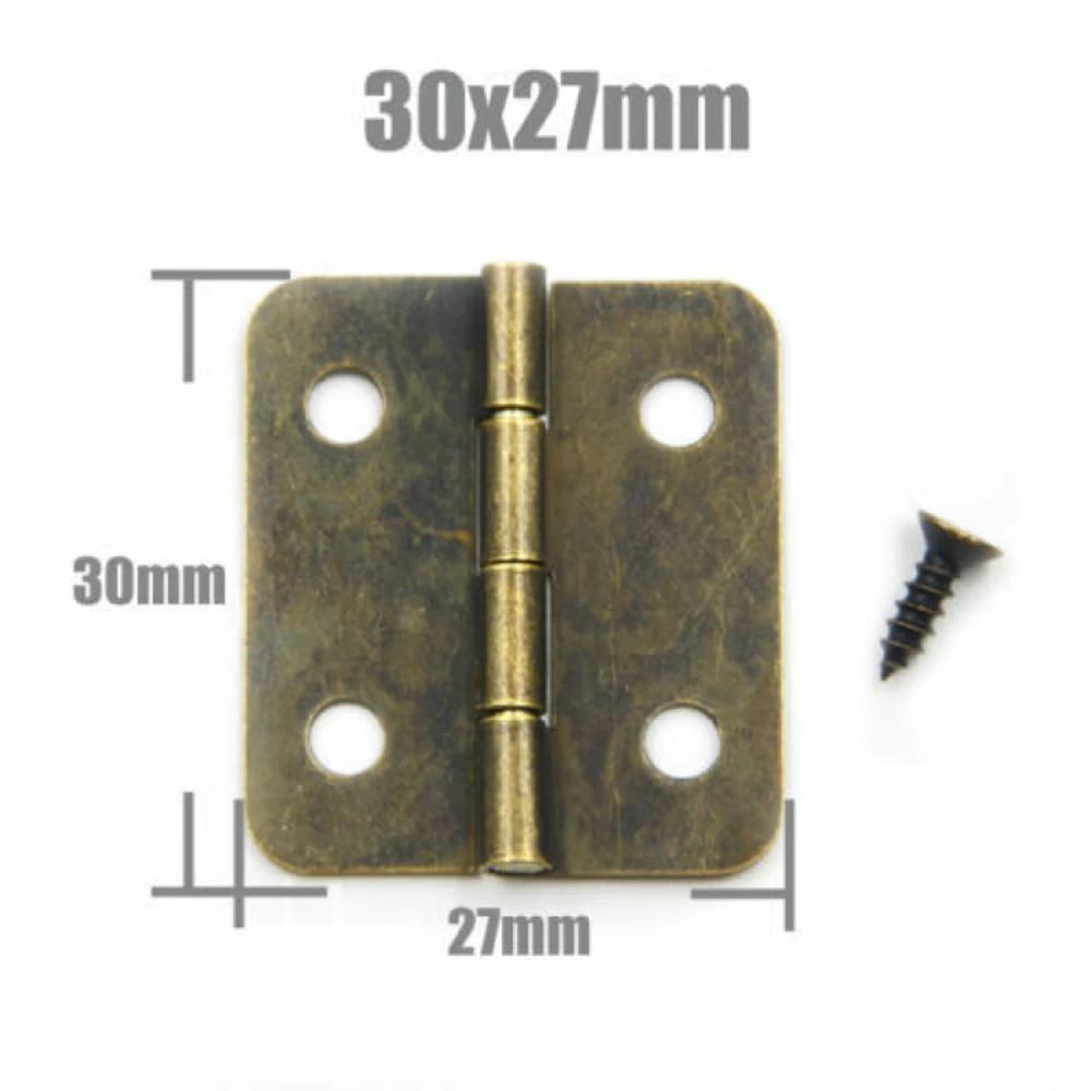 10-25pcs Mini Antique Brass Cabinet Hinges with Screws for Jewelry Gift Box Wooden Wine Chest Door Hardware