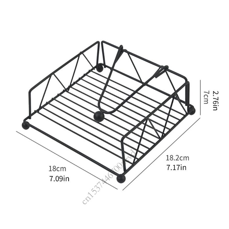 Modern Nordic Square Napkin Holder Iron Kitchen Storage For Dining Table Countertop Paper Rack P9YB