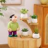 Small Indoor Potted Succulent - Artificial Green Plant Ornament for Home, Office, or Desktop Decor