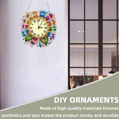 2D Flat DIY Sunflower Irregular Shaped Drilling Diamond Painting Clock Pendant 5D Hanging Clock Art Craft Home & Bedroom Decor