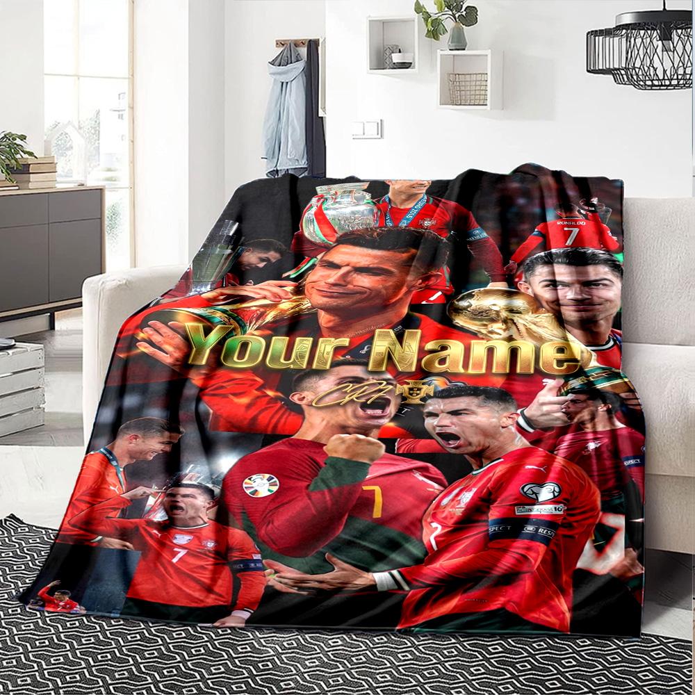 Cristiano Ronaldo (32) Personalized Text Blanket Cozy Personalized Blanket Ultra-Soft Throw For Bedding Home Decor Living Room Picnics All-Season Use
