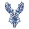 1SET women's sunscreen swimsuit gauze skirt printed swimsuit women's bikini