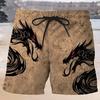 Men's Dragon Swim Trunks Swim Shorts Board Shorts Mid Waist Hawaiian Casual Holiday Beach Drawstring with Mesh Lining Elastic