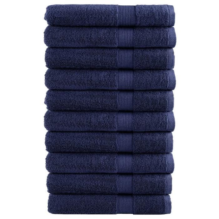 VidaXL Serviettes de Qualité Supérieure 10 pcs, Serviettes de Douche, Draps de Bain, Serviettes d'Invité de Toilette, Bleu 137271