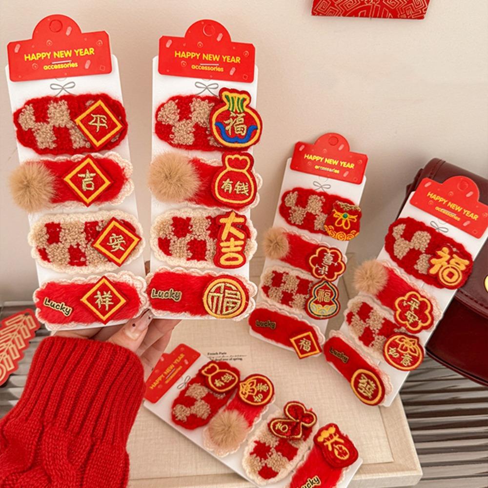 Headwear Character Fortune Hairpin Lucky Chinese New Year Barrettes Hair Styling Accessory
