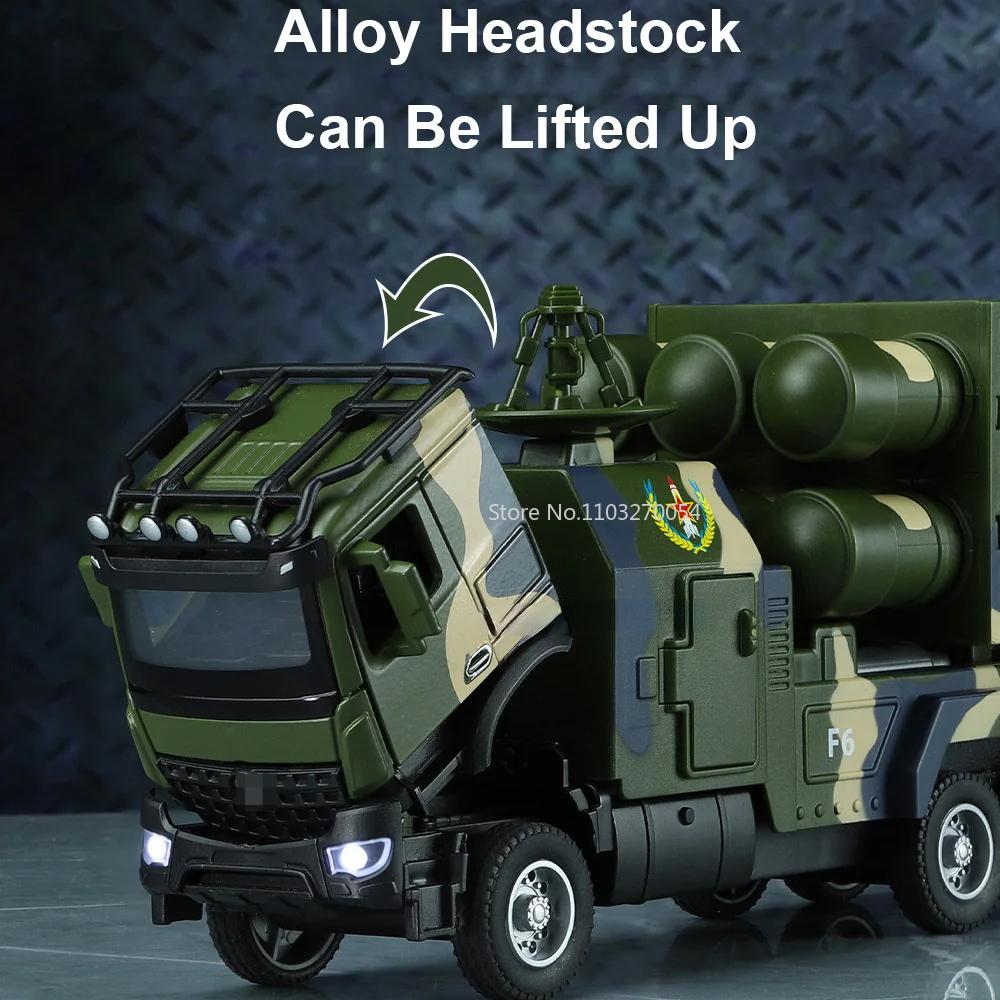 New 1/32 Hongqi-16 Anti-Aircraft Missile Alloy Die-casting Toy Car Model Launch Function Elevated Sound and Light Vehicles Kids Gift