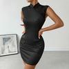 2026 Neues chinesisches Stil Schwarzes besticktes figurbetontes Qipao Kleid mit Stehkragen