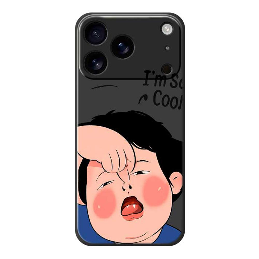 For iPhone 17 Pro Max Case Make Faces Kid Pattern Printing Straight Edge TPU Phone Back Cover