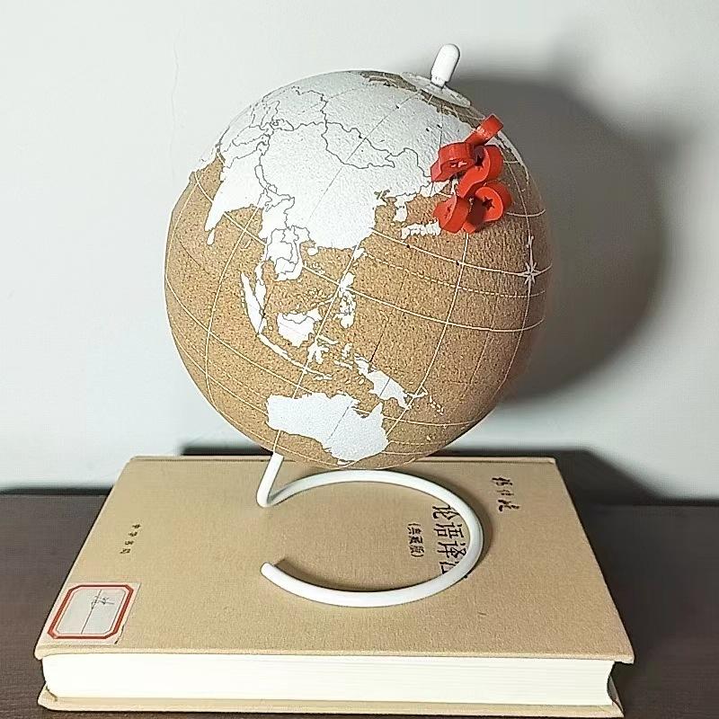 Cork Globe Holder DIY Creative Office Desktop Decor Globe Ornament Unique Message Board Softwood Earth Travel Commemoration Gift