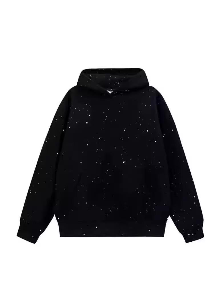 Mikina s kamínky Tide: Unisex Oversized Lesklá Mikina na Podzim a Zimu