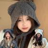 Women's Winter Style Teddy Bear Wool Poggle Hat