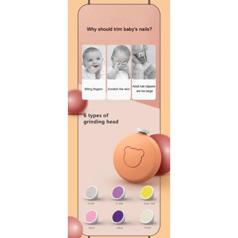 Baby Elektrisches Nagelpflege-Set, Kinder Maniküre-Set mit Polierer 6-teilig für Neugeborene