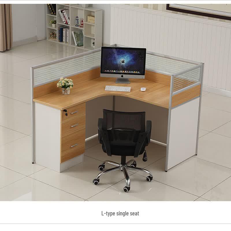 Deli Modern L-Shaped Office Workstation with Cabinet