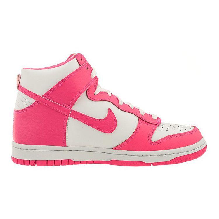 Nike Dunk High Wygodne Wszechstronne Antypoślizgowe Wytrzymałe Wysokie Buty Skateboardowe Damskie Trampki Różowo-Białe 308319-127