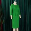 Women's Autumn New Fashion Temperament Elegant Solid Color Ruffled Edge Wrapped Buttock Dress
