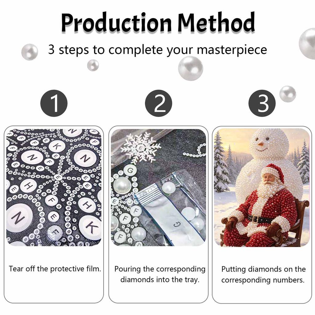 Christmas Pearl Painting Kit Handmade DIY Santa Claus Snowman Home Decoration Painting