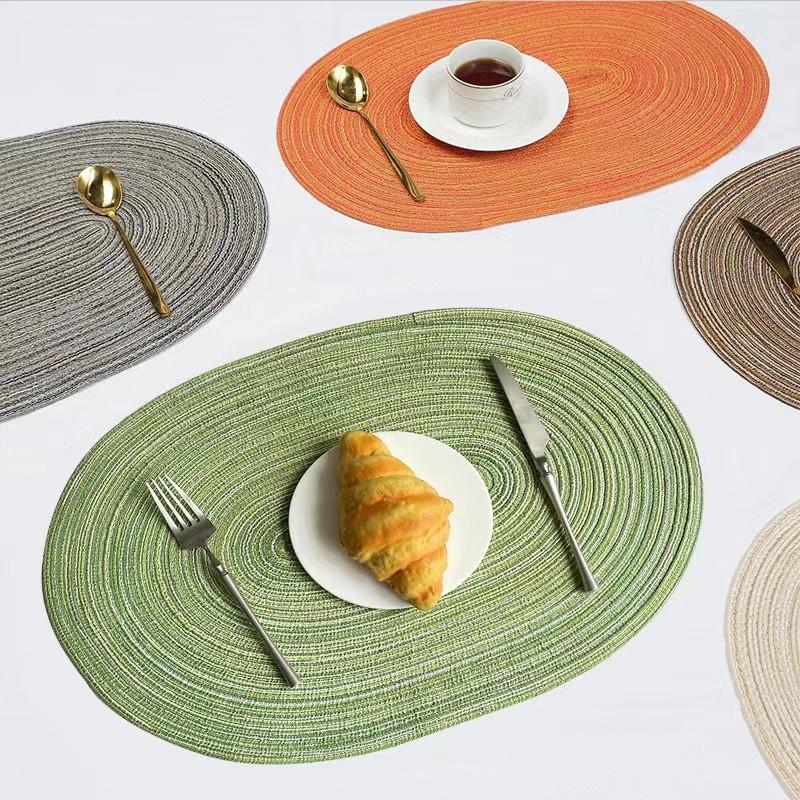 Modern Minimalist Cotton Elliptical Placemat With Insulation For Home Dining And Decor