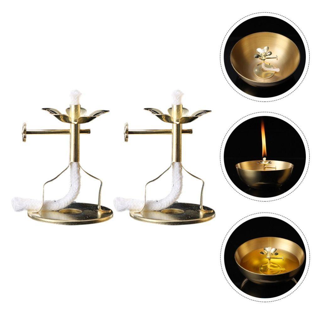 Telescopic Adjustable With Wick Brass Oil Lamp Alloy Wick Base Buddha Supplies Wick Stand Wick Holder