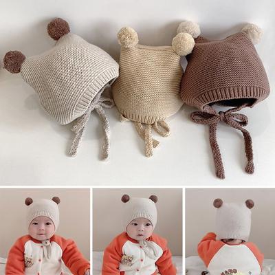 3-24 Months Tie Baby Winter Hats Soft Bonnet Cap Fashion Newborn Ear Protection Cap  Toddler