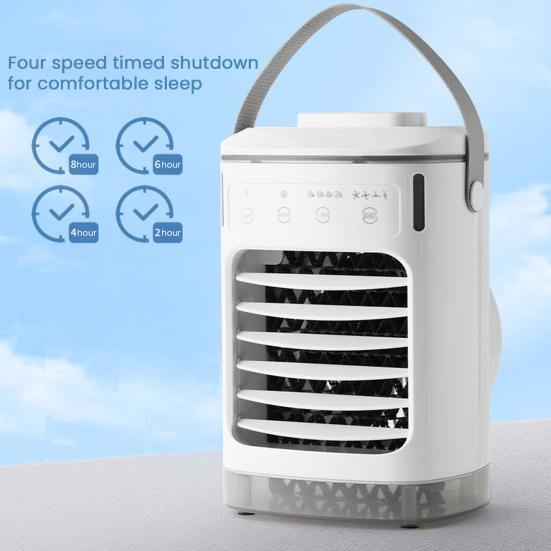 

Портативный кондиционер Простая панель управления Большой резервуар для воды Режим естественного ветра Цветная подсветка Охладитель воздуха белый